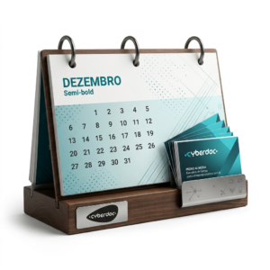 Calendário de Mesa Porta-Cartão